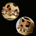 2015 new leopard design rhinestone gold ring